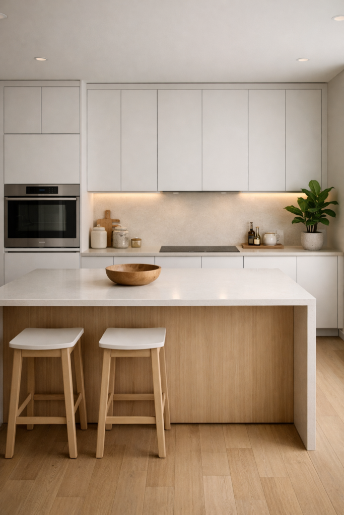 Minimalistic Kitchen Design That Looks Amazing Minimalistic kitchen design with white cabinets, wooden accents, clean countertops, and soft natural lighting creating a modern and amazing look.