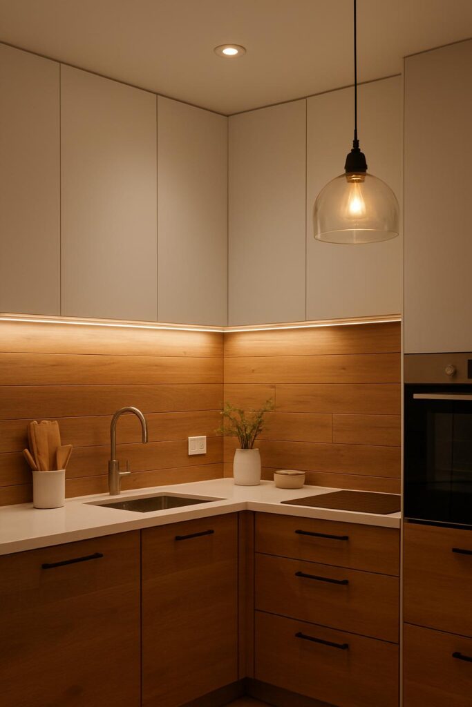 Layered Lighting for a Cozy Modern Kitchen