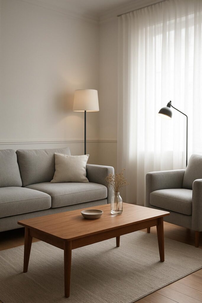 white and gray living room color combination