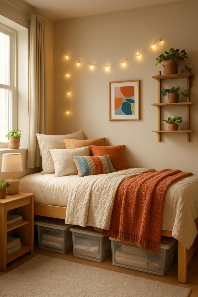 Cozy and Organized Dorm Room Setup