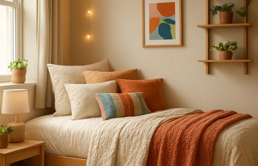 Cozy and Organized Dorm Room Setup