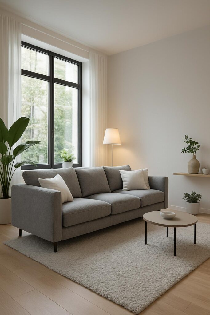 White and Gray Modern Living Room Design